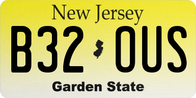NJ license plate B32OUS