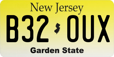 NJ license plate B32OUX