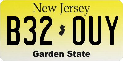 NJ license plate B32OUY