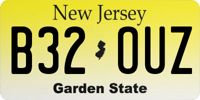 NJ license plate B32OUZ