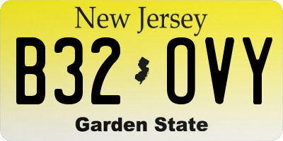 NJ license plate B32OVY