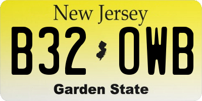 NJ license plate B32OWB
