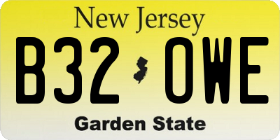 NJ license plate B32OWE