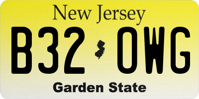 NJ license plate B32OWG