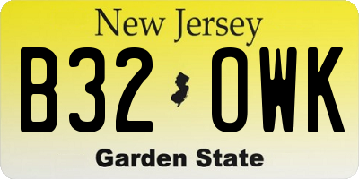 NJ license plate B32OWK