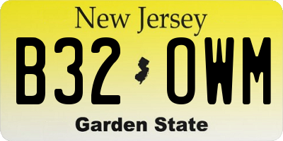 NJ license plate B32OWM