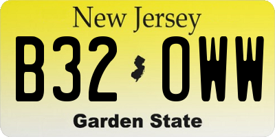 NJ license plate B32OWW