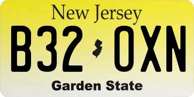 NJ license plate B32OXN