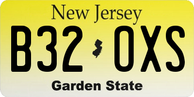 NJ license plate B32OXS