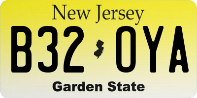 NJ license plate B32OYA