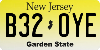 NJ license plate B32OYE