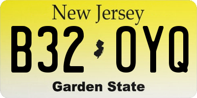 NJ license plate B32OYQ