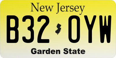 NJ license plate B32OYW