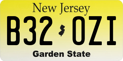 NJ license plate B32OZI