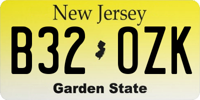 NJ license plate B32OZK