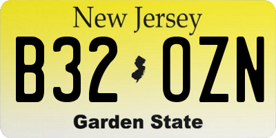 NJ license plate B32OZN