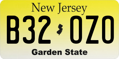 NJ license plate B32OZO