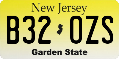 NJ license plate B32OZS