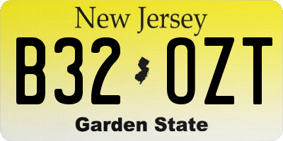 NJ license plate B32OZT