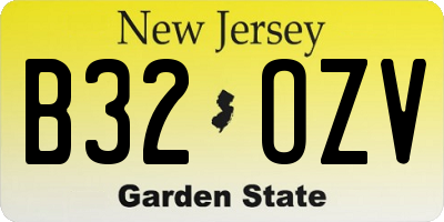 NJ license plate B32OZV