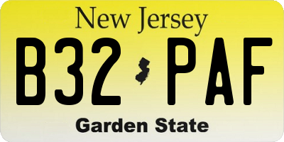 NJ license plate B32PAF