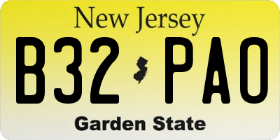 NJ license plate B32PAO