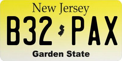 NJ license plate B32PAX