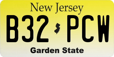NJ license plate B32PCW
