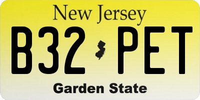 NJ license plate B32PET