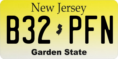 NJ license plate B32PFN