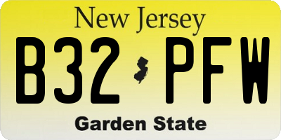NJ license plate B32PFW