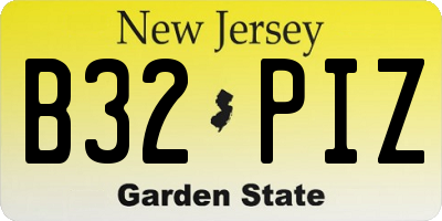 NJ license plate B32PIZ