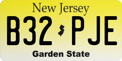 NJ license plate B32PJE
