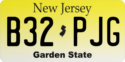 NJ license plate B32PJG