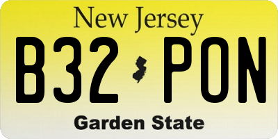 NJ license plate B32PON