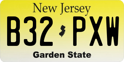 NJ license plate B32PXW