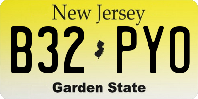 NJ license plate B32PYO