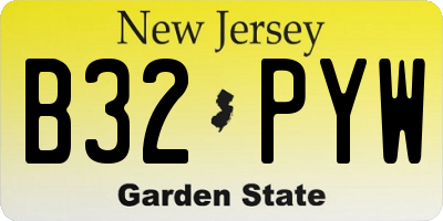 NJ license plate B32PYW