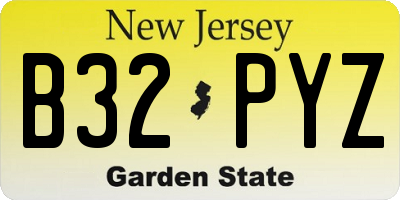 NJ license plate B32PYZ