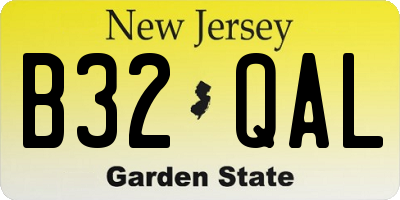 NJ license plate B32QAL
