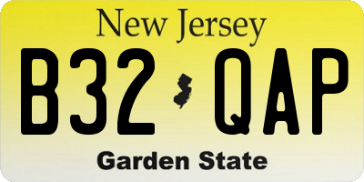 NJ license plate B32QAP