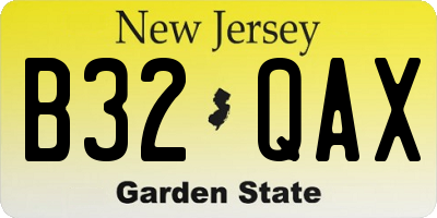 NJ license plate B32QAX