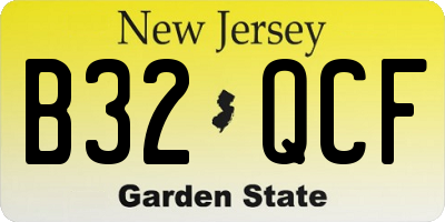 NJ license plate B32QCF