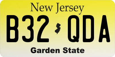 NJ license plate B32QDA