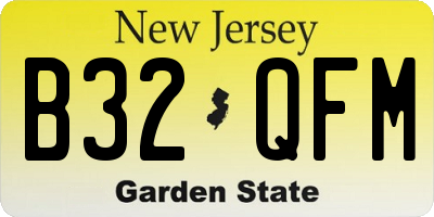 NJ license plate B32QFM
