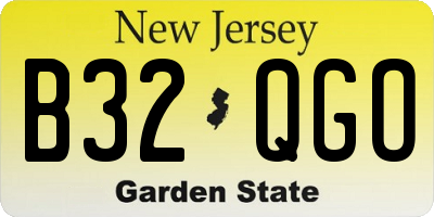 NJ license plate B32QGO