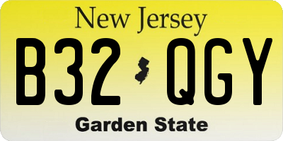 NJ license plate B32QGY
