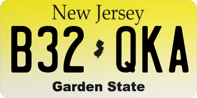 NJ license plate B32QKA
