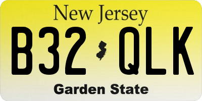 NJ license plate B32QLK