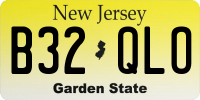 NJ license plate B32QLO